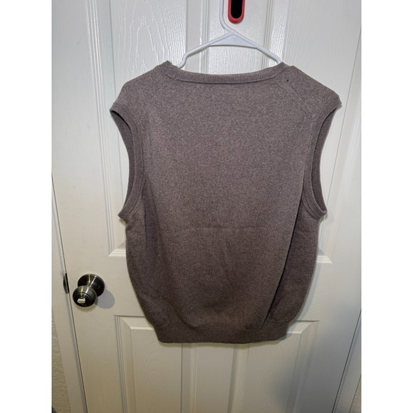 Black Brown 1826 Men's SZ Large Extra Fine Merino Wool Sweater Vest Brown Preppy - Picture 3 of 4